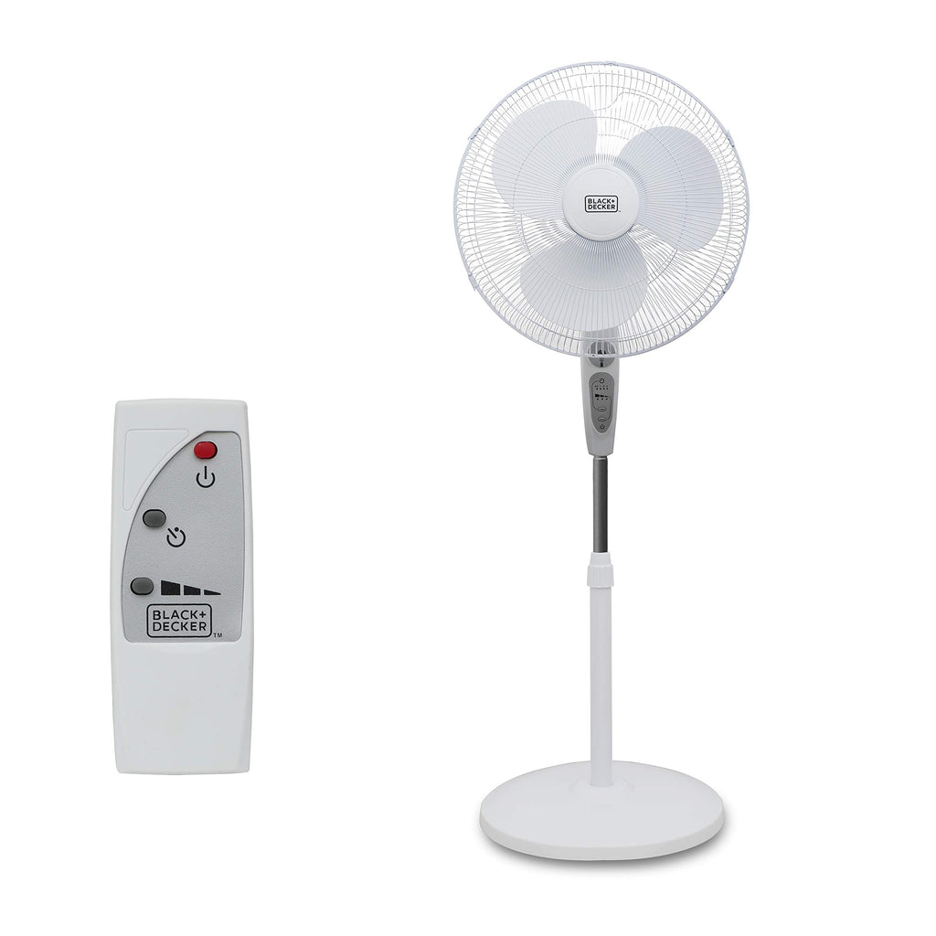 18-Inch Stand Fan with Remote and 3-Speed Settings, White F154