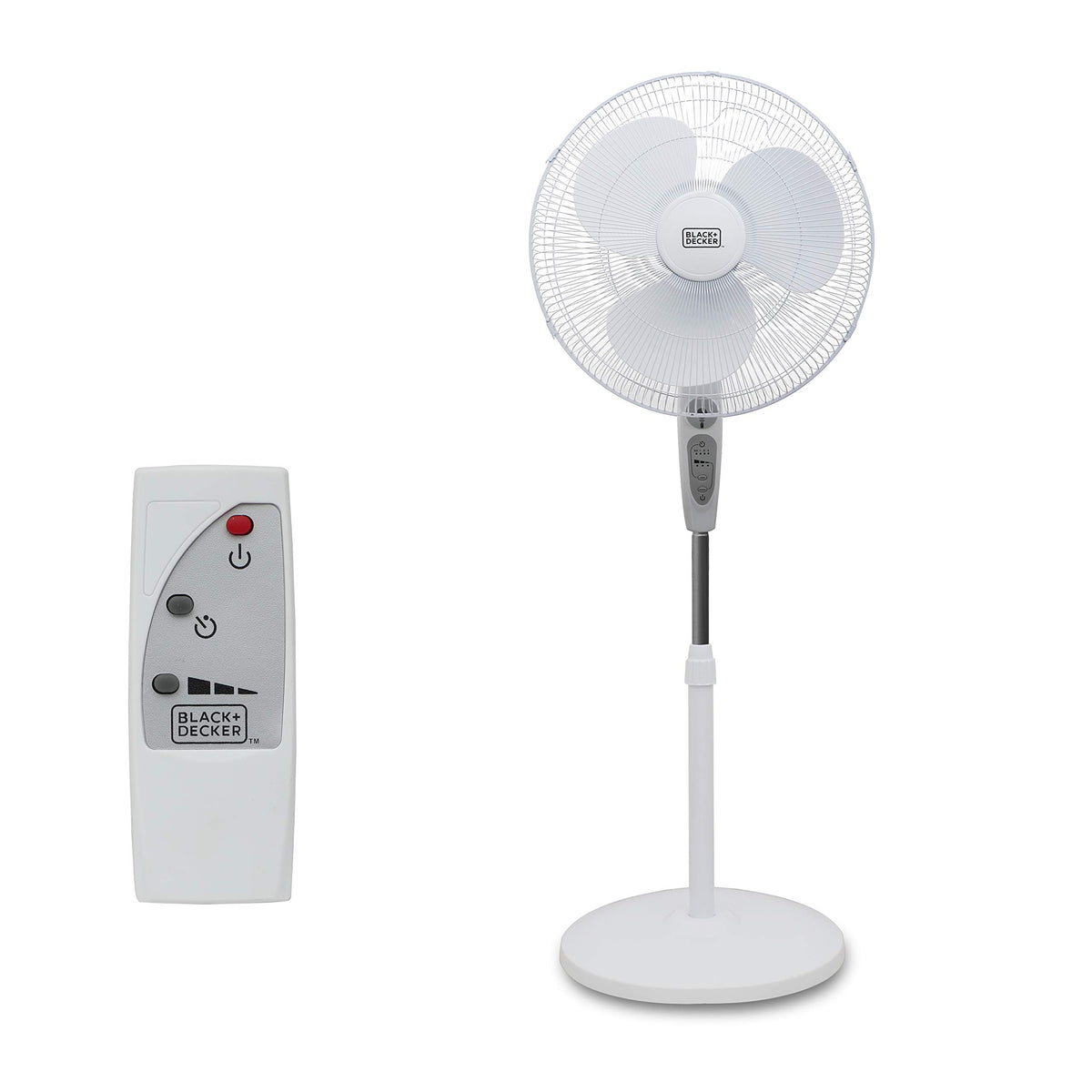18-Inch Stand Fan with Remote and 3-Speed Settings, White F154