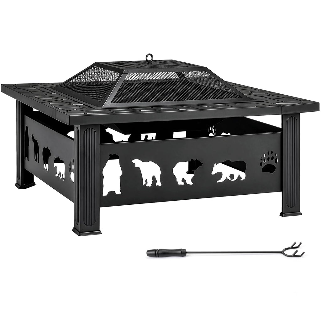 32 Inch Square Wood Burning Fire Pit Table F3162