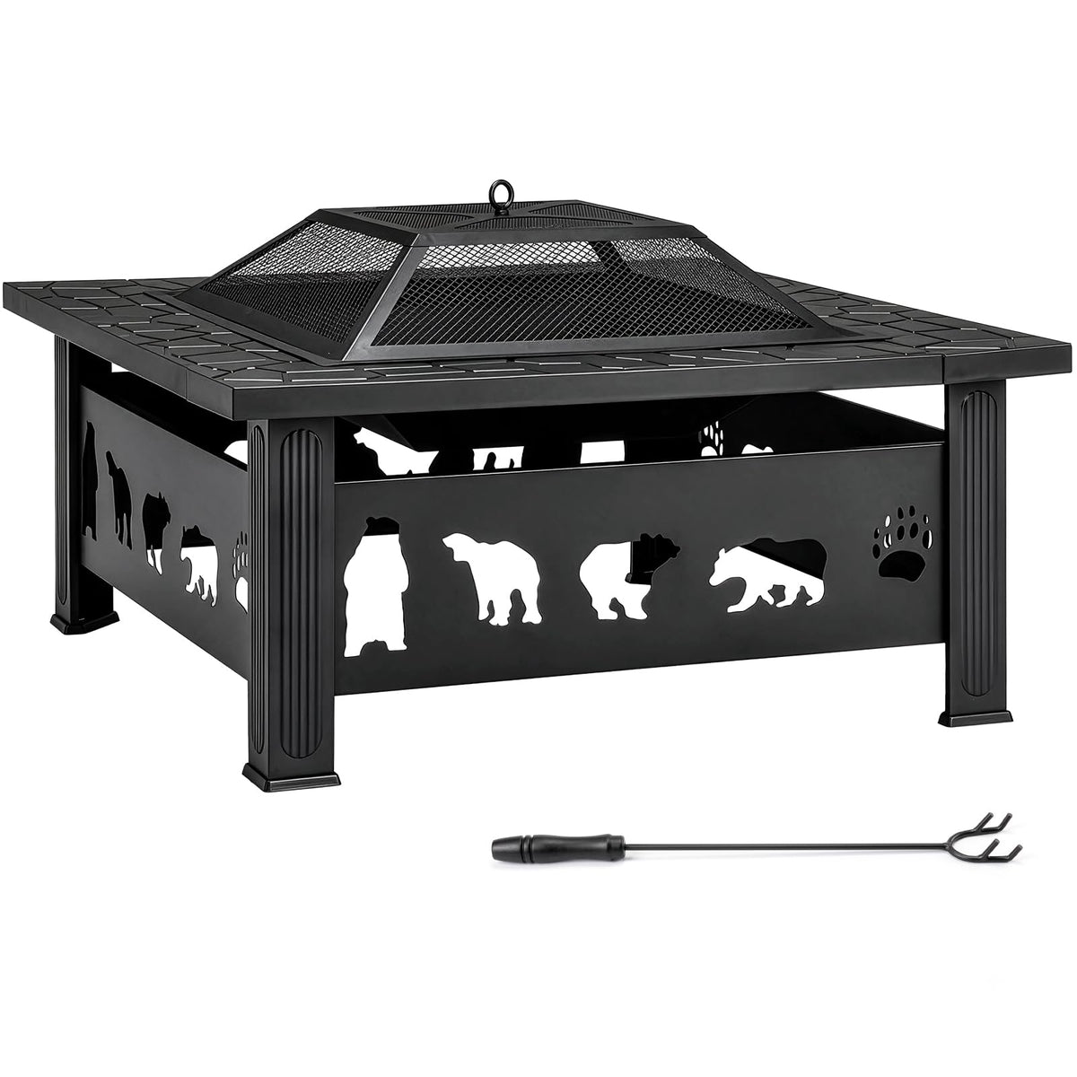 32 Inch Square Wood Burning Fire Pit Table F3162