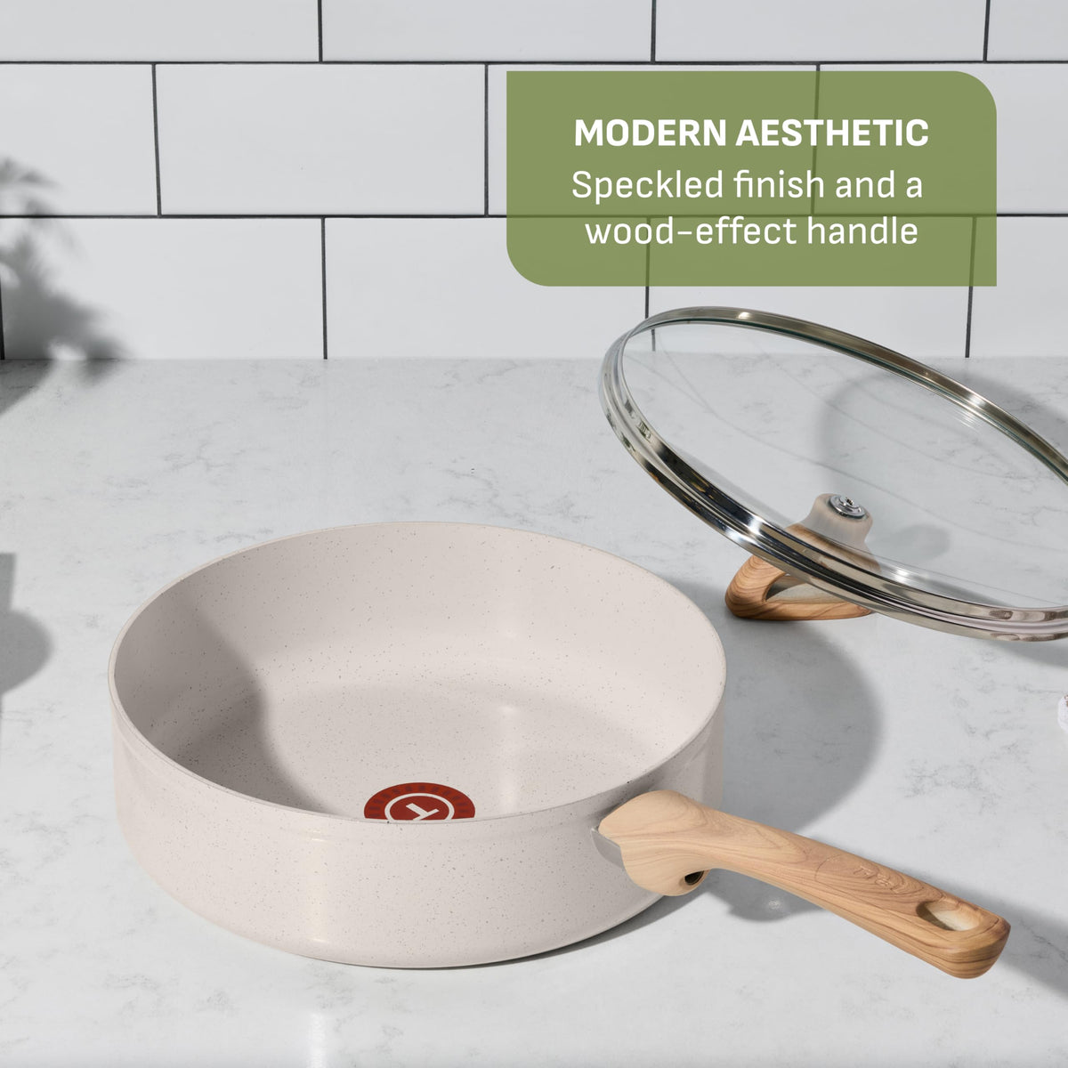 12 Piece Beige Granite Ceramic Nonstick Cookware Set Z1892