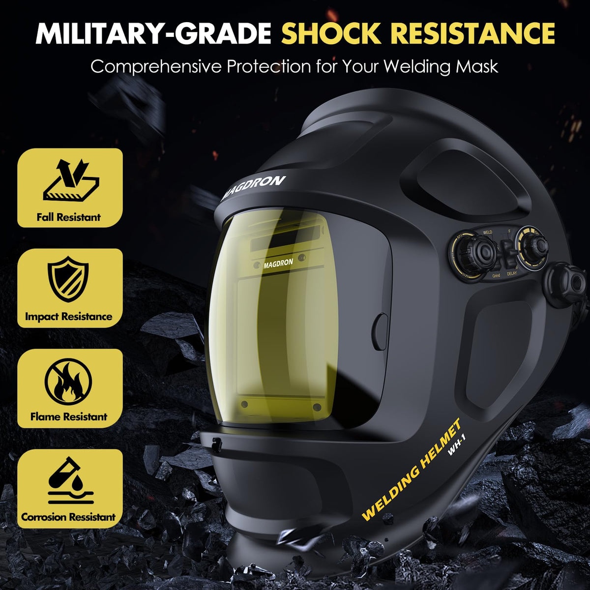 Auto Darkening Welding Helmet Large View True Color 4 Arc Sensor Solar/Battery Powered I3258