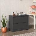 2 Drawer Black Metal File Cabinet with Lock B123