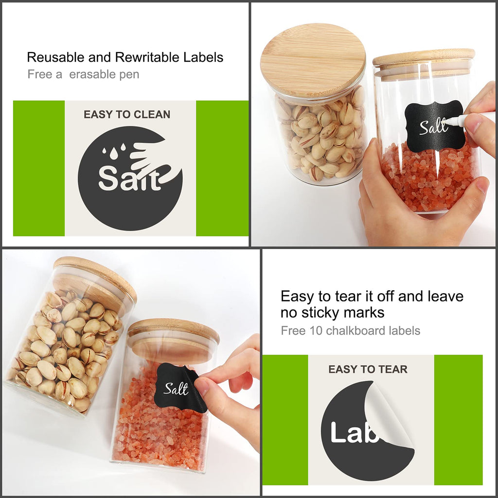 9 Pack 16 oz Glass Jars with Airtight Bamboo Lids R477