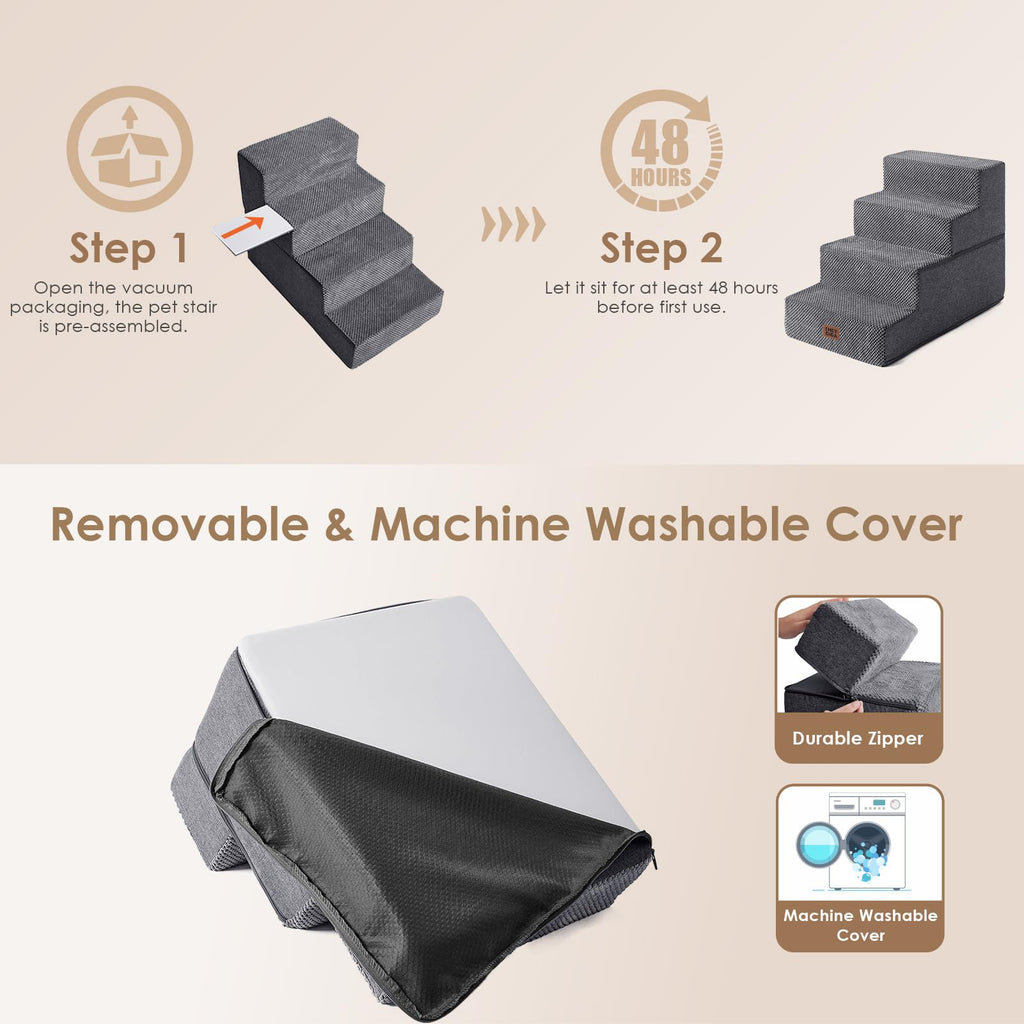 4-Step Grey Dog Stairs V35983