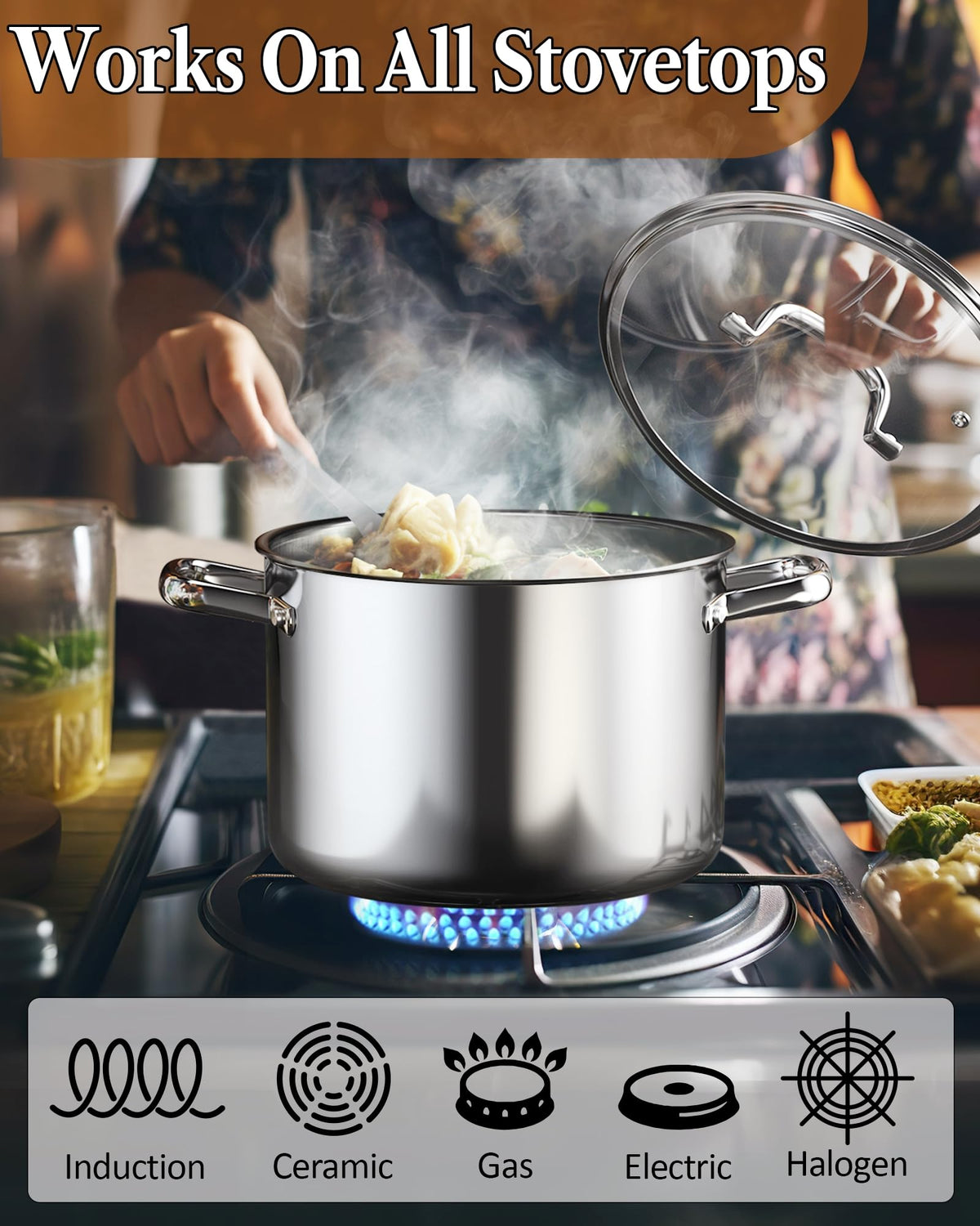 4 Quart Tri-Ply Clad Stainless Steel Stock Pot with Lid B41617