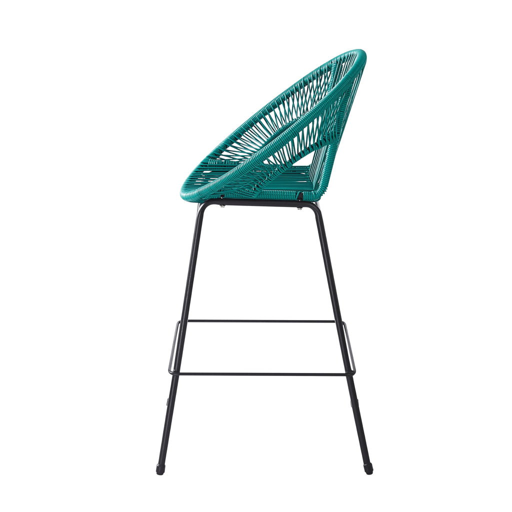 Teal Faux Wicker Outdoor Bar Stool, Set of 2 M4384