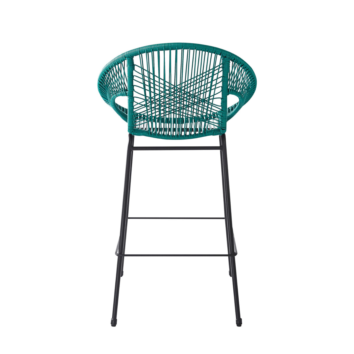 Teal Faux Wicker Outdoor Bar Stool, Set of 2 M4384