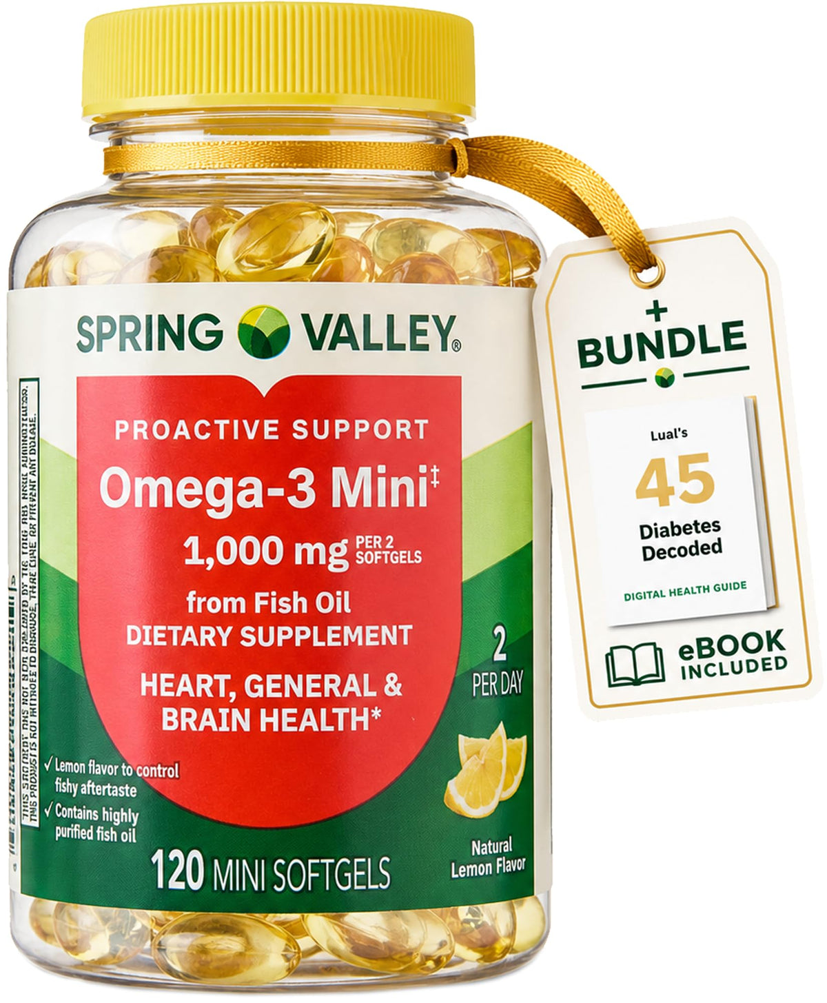 Omega-3 Fish Oil 1000 mg 120 Count Softgels Dietary Supplement U181703
