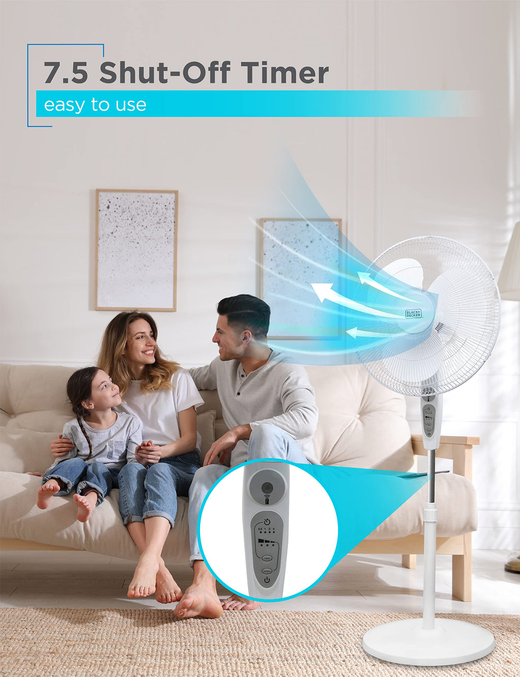 18-Inch Stand Fan with Remote and 3-Speed Settings, White F154