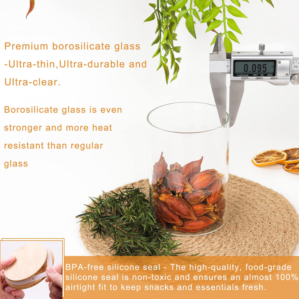 9 Pack 16 oz Glass Jars with Airtight Bamboo Lids R477