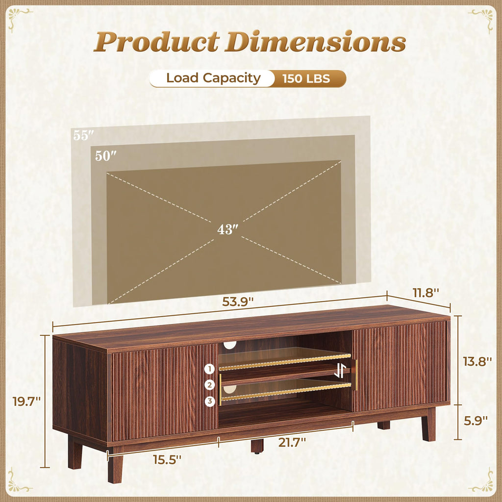 54 Inch Fluted TV Stand with Storage J4637