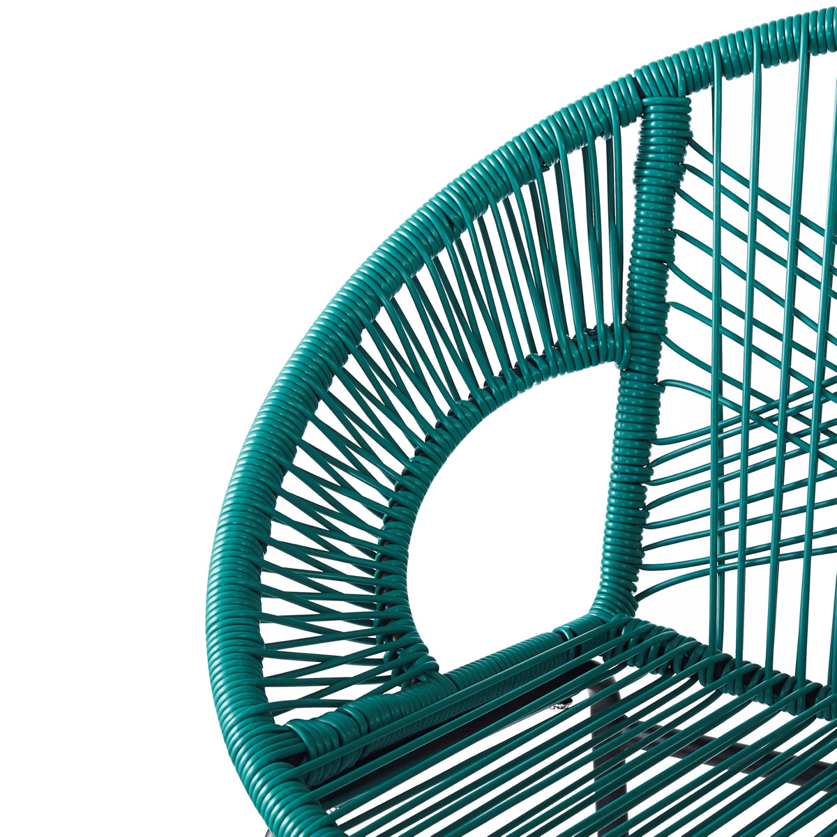 Teal Faux Wicker Outdoor Bar Stool, Set of 2 M4384