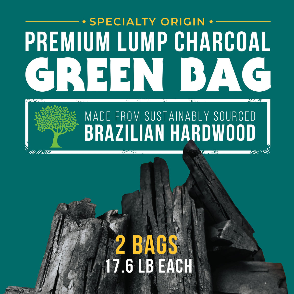 17.6 Pound Bag 2-Pack Hardwood Lump Charcoal P3803