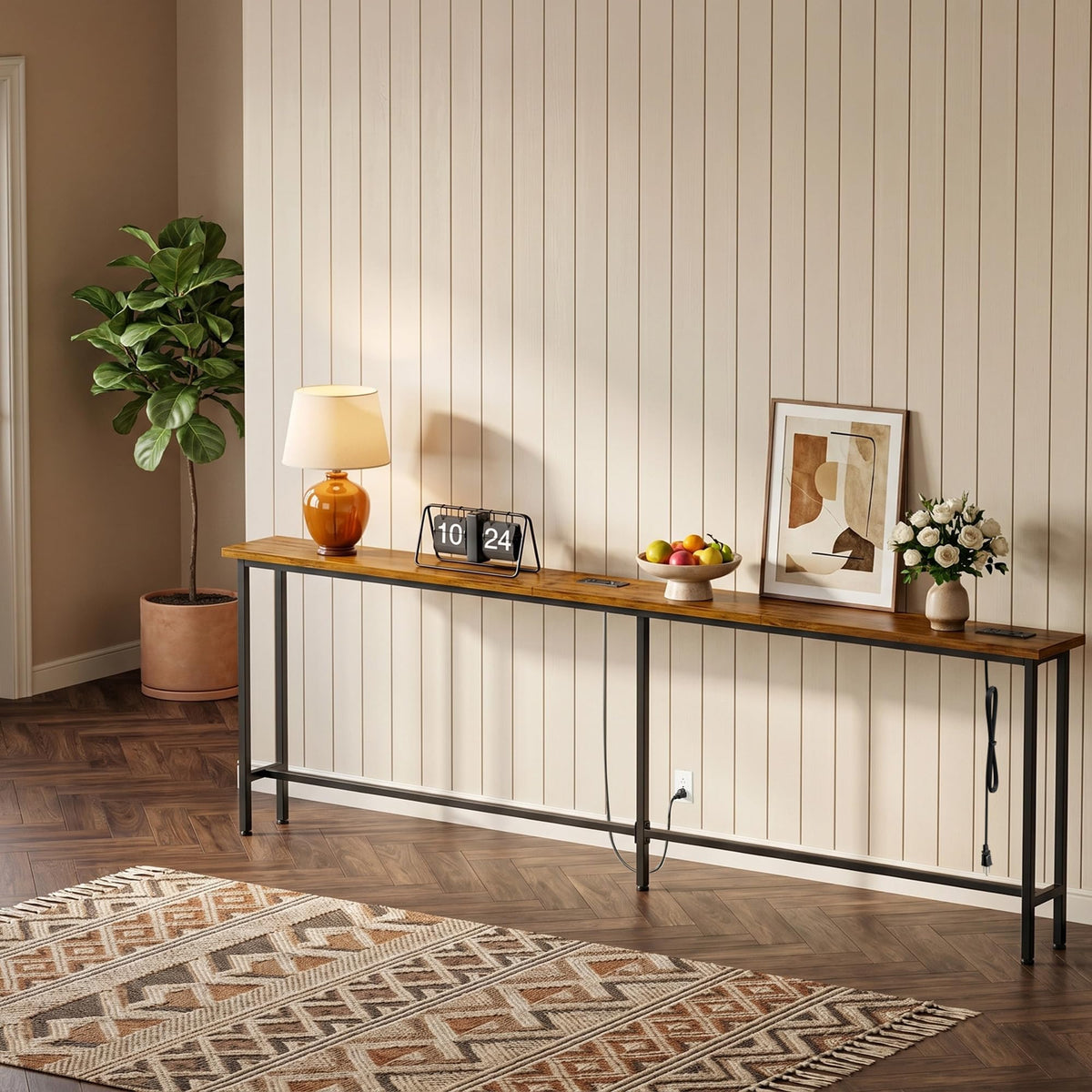 102 Inch Narrow Sofa Table with Power Outlets N523567