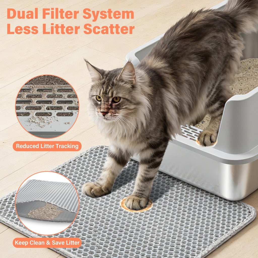 XL Stainless Steel Cat Litter Box with Lid and Scoop G847311