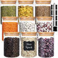 9 Pack 16 oz Glass Jars with Airtight Bamboo Lids R477