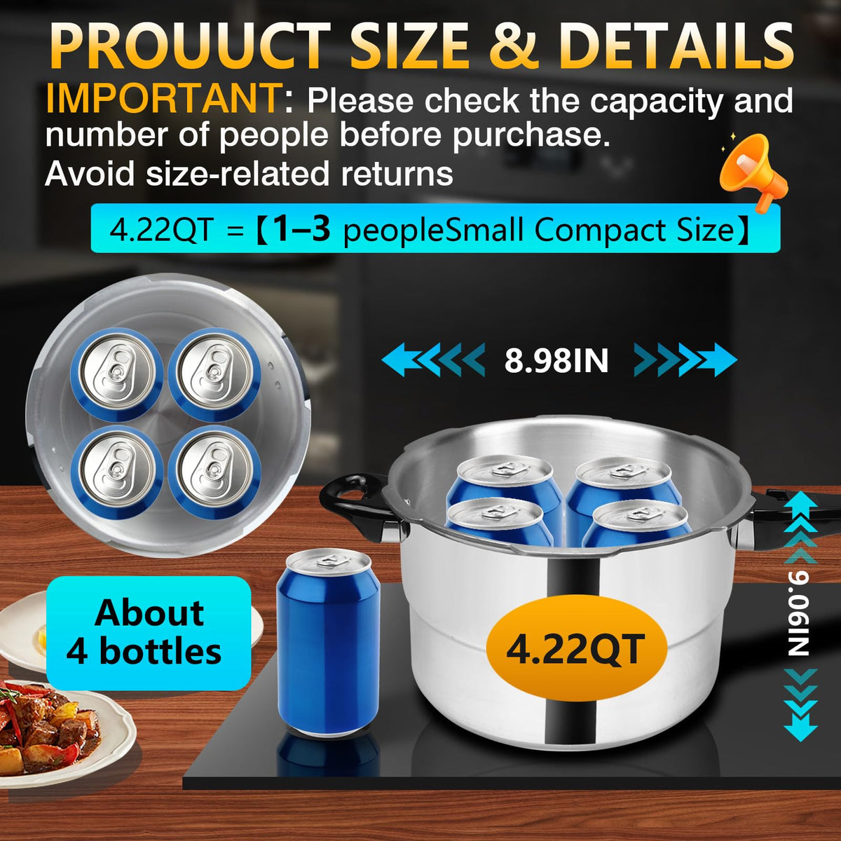 4.23 Quart Aluminum Stovetop Pressure Cooker T181