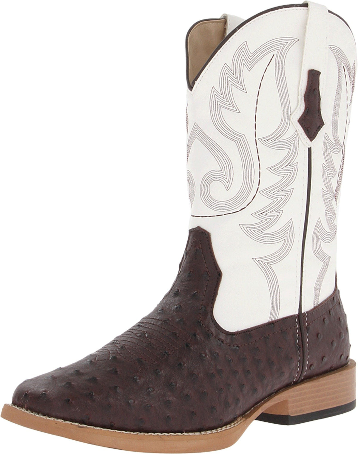 Brown Mid Calf Square Toe Boots J963