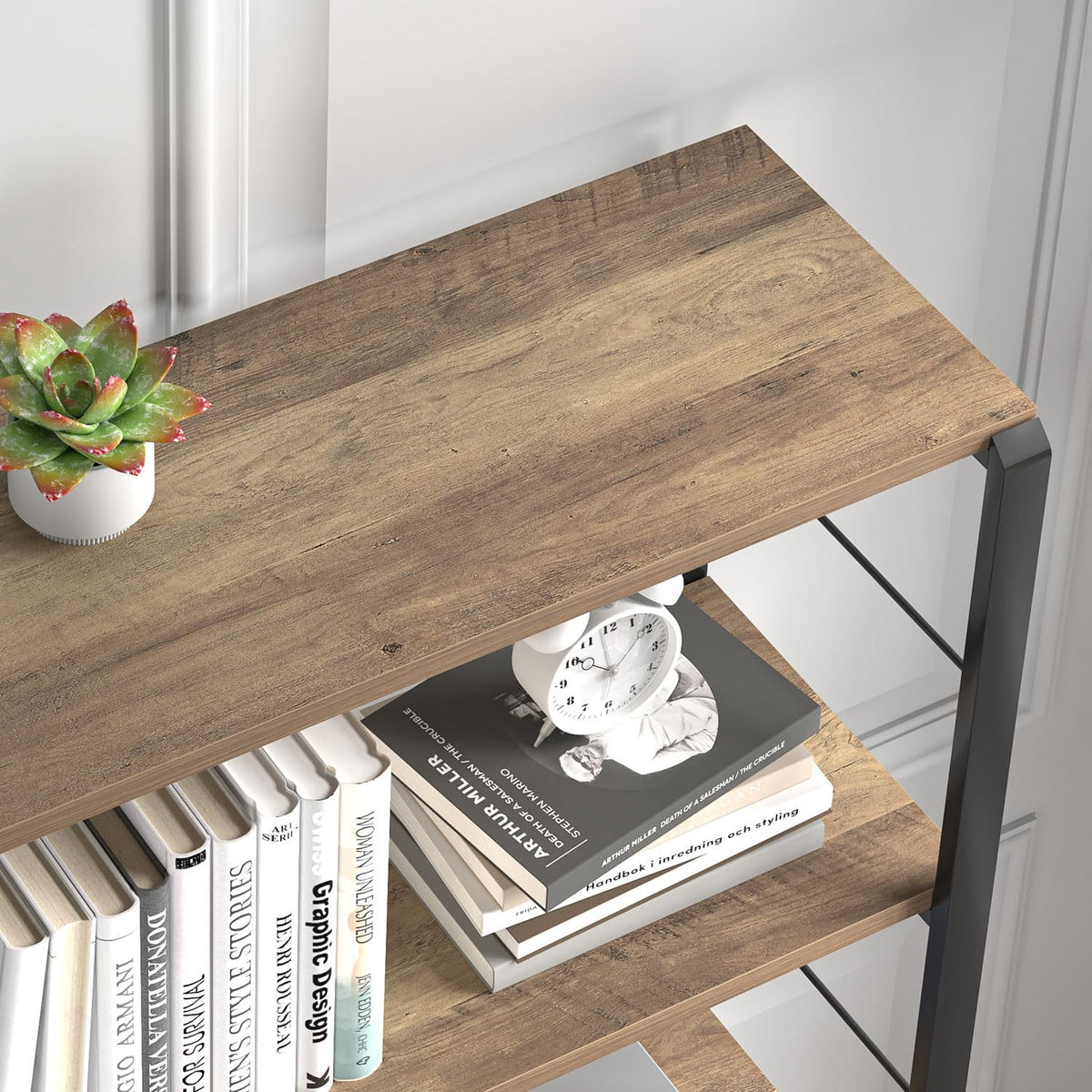 5 Tier Wood and Metal Bookshelf E44182