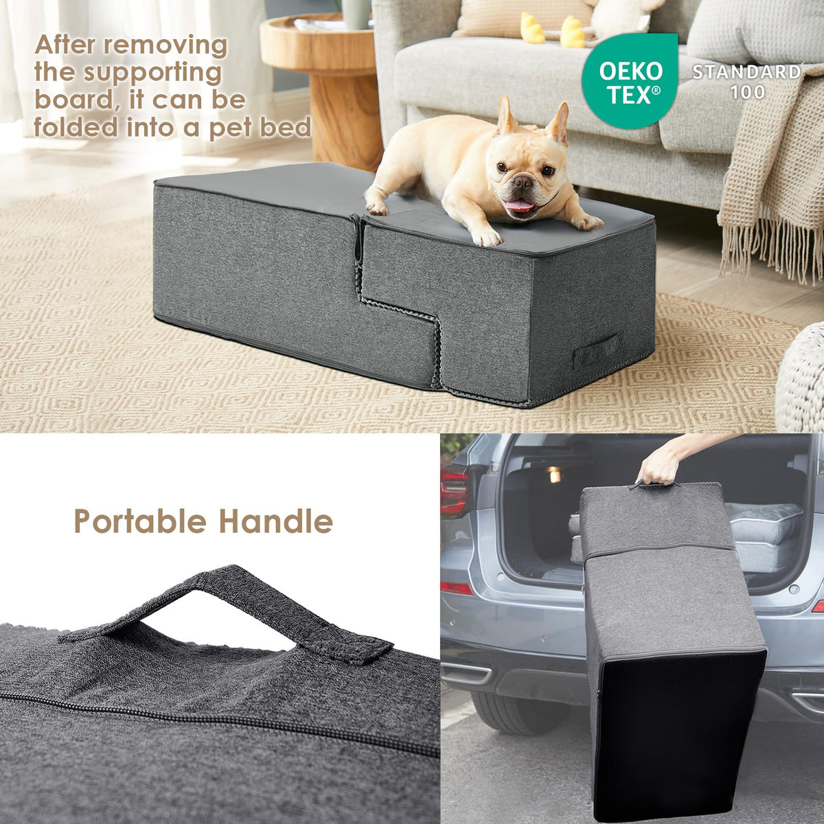 4-Step Grey Dog Stairs V35983