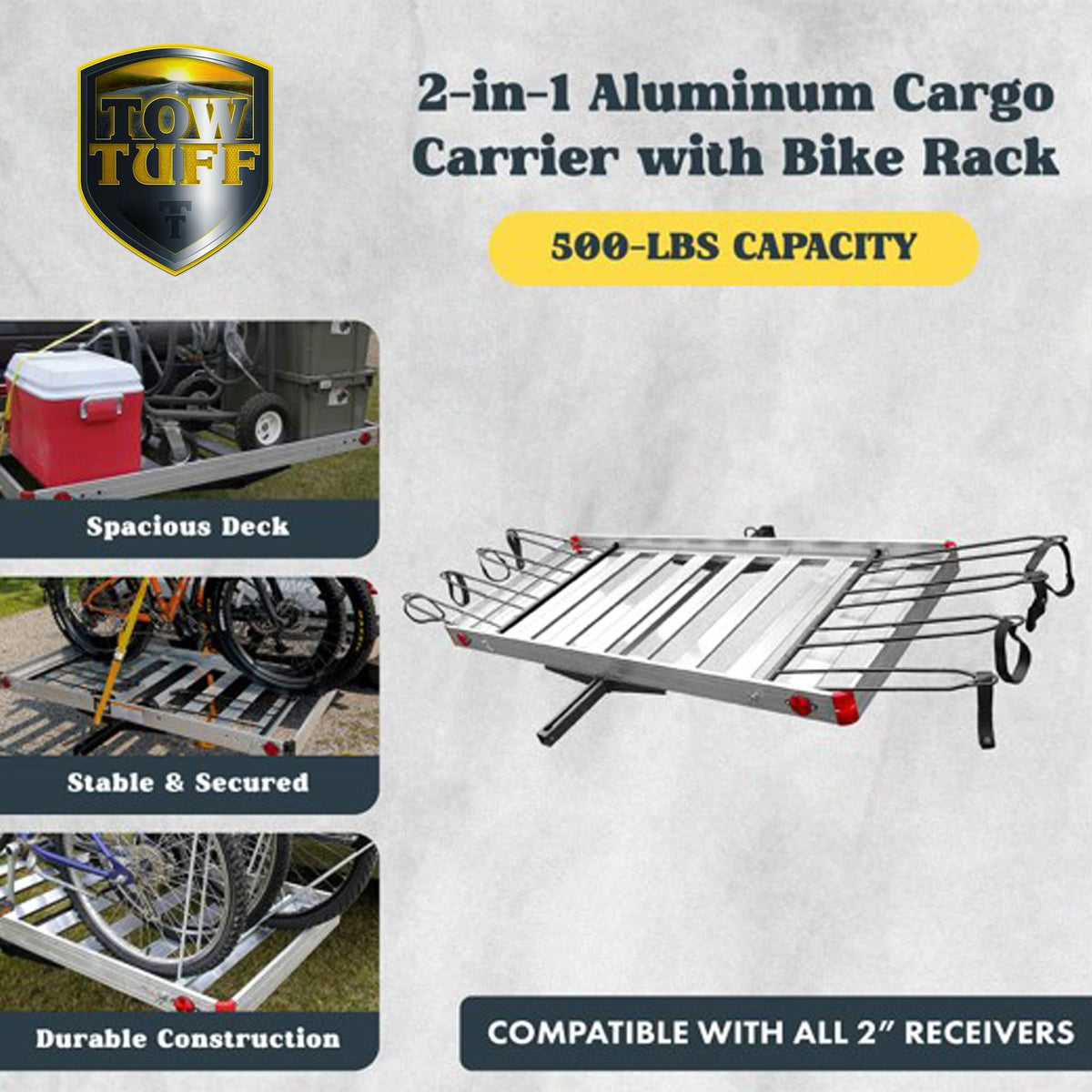 500 lb Aluminum 2-in-1 Hitch Cargo Carrier R353