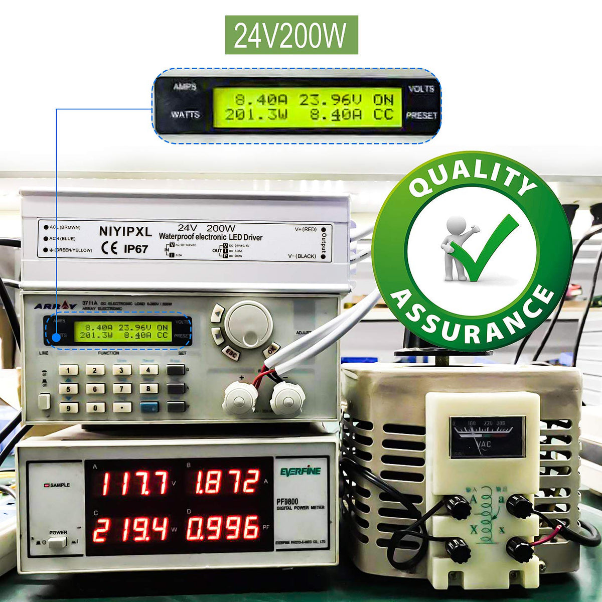200 Watts 24V DC Waterproof IP67 LED Power Supply V4073