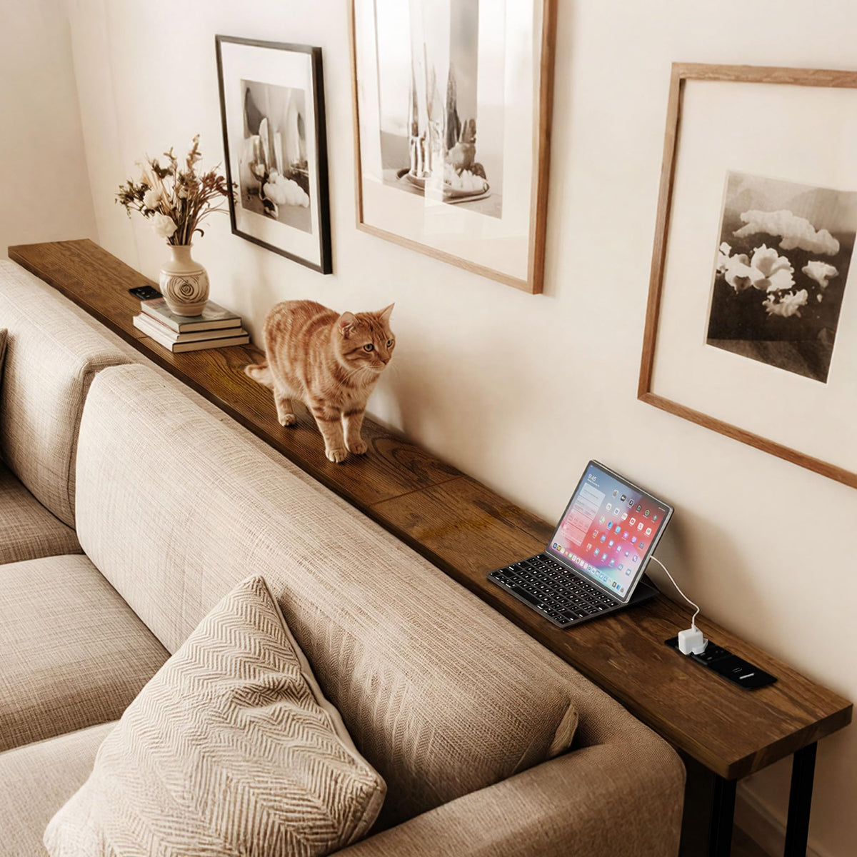 102 Inch Narrow Sofa Table with Power Outlets N523567