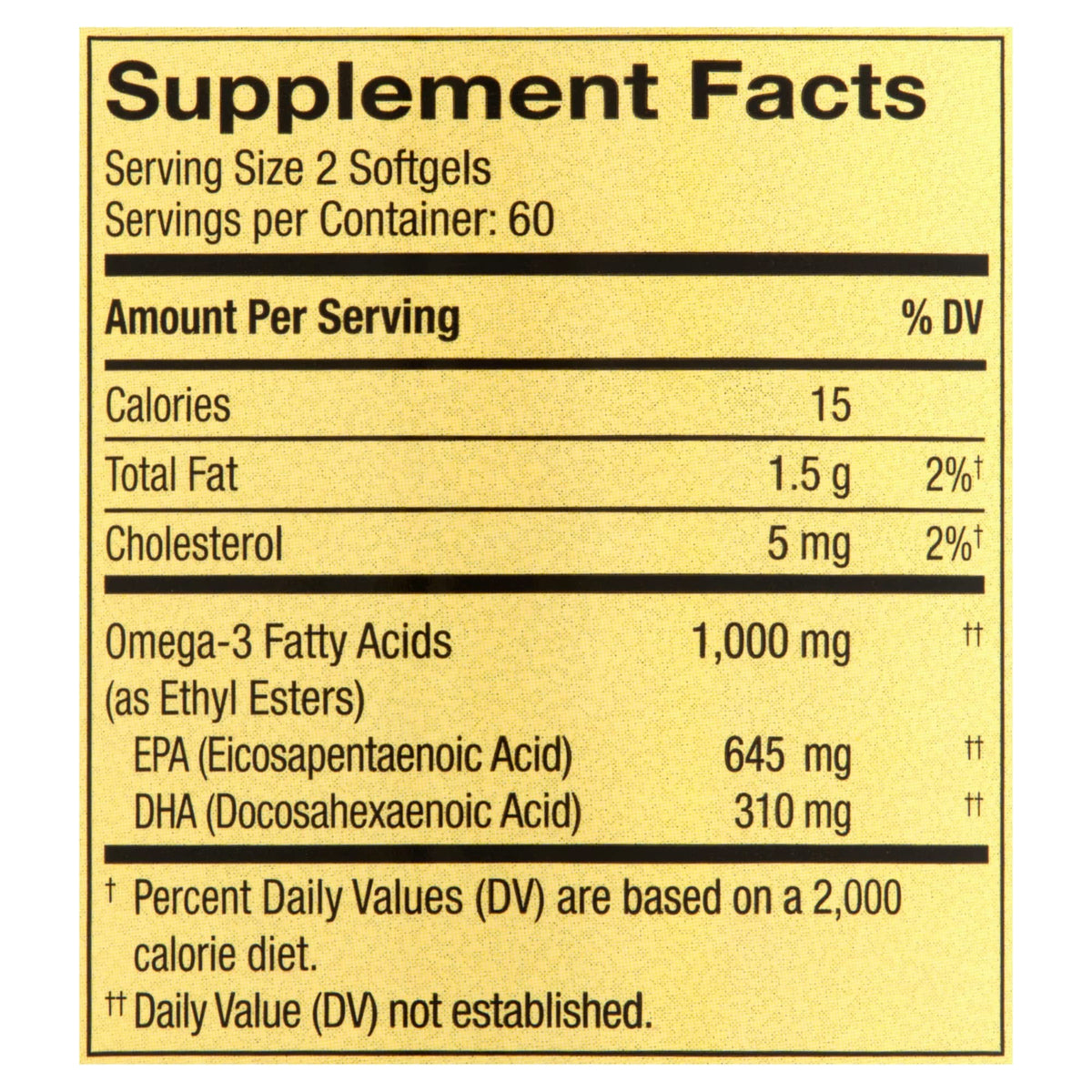 Omega-3 Fish Oil 1000 mg 120 Count Softgels Dietary Supplement U181703
