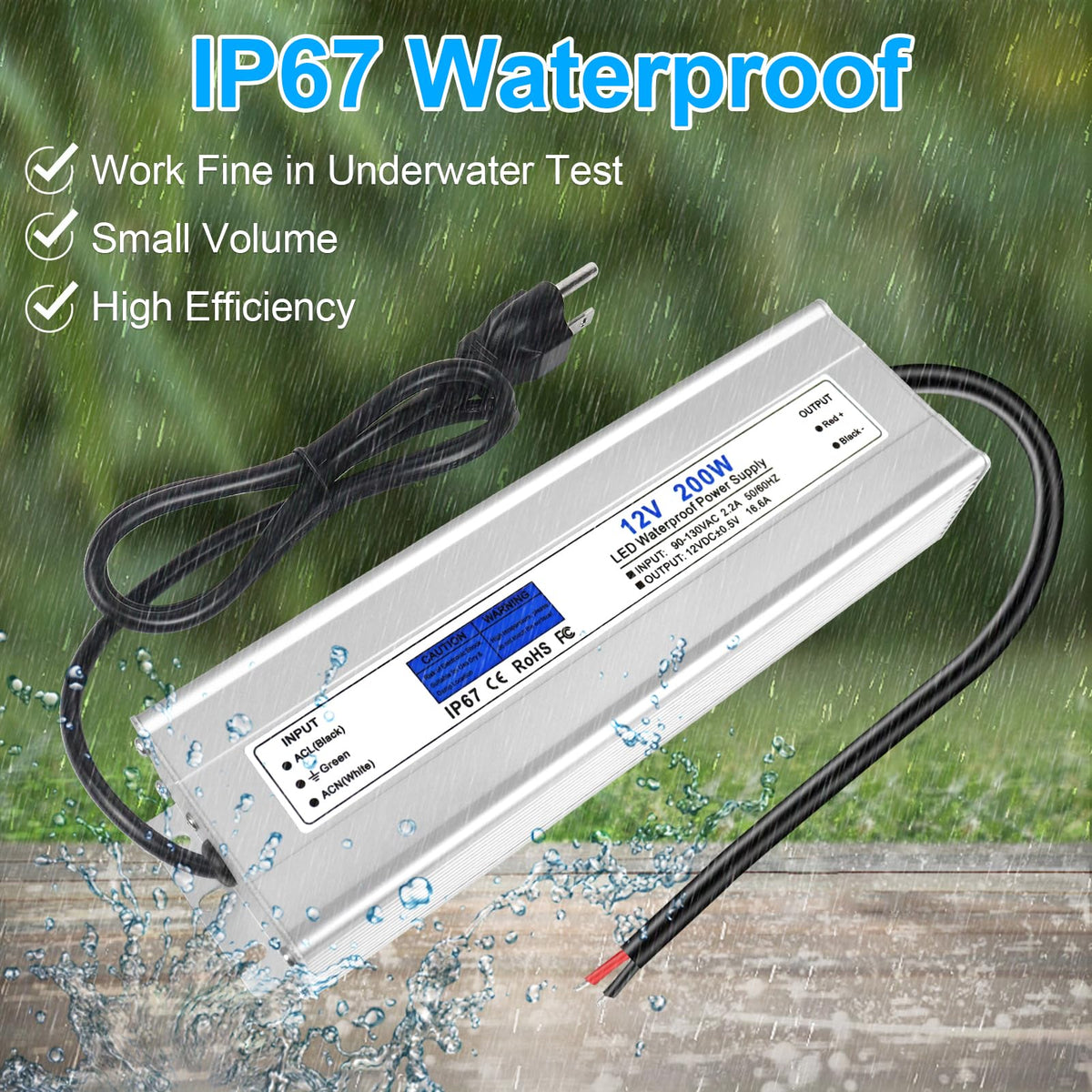 200W IP67 Waterproof 12V LED Driver O8886