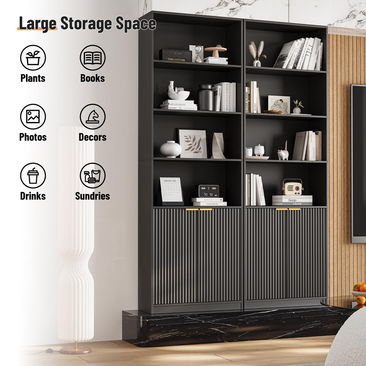 69" Tall 6 Shelf Bookcase with Doors W40392