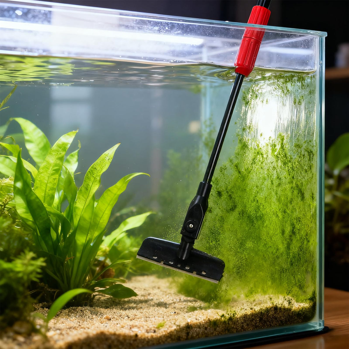 6 in 1 Aquarium Cleaning Tool Kit with Adjustable Telescopic Long Handle D51776