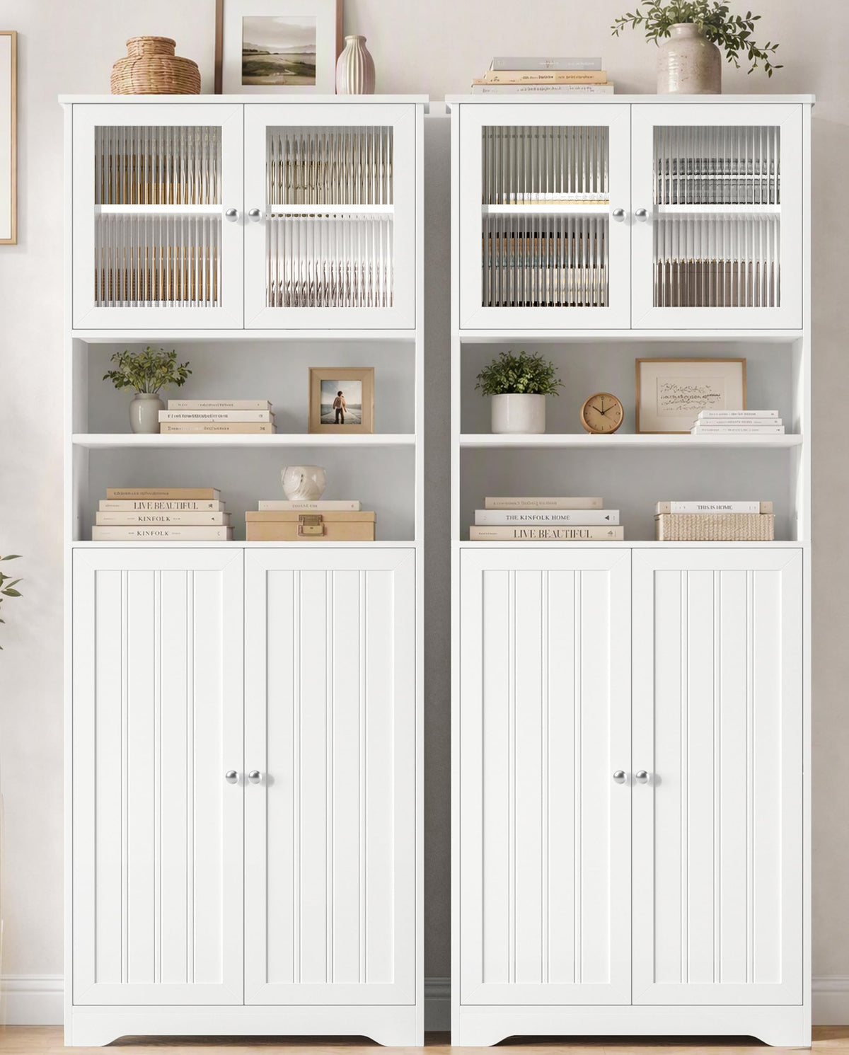 66.9" H Tall White Bathroom Storage Cabinet V890