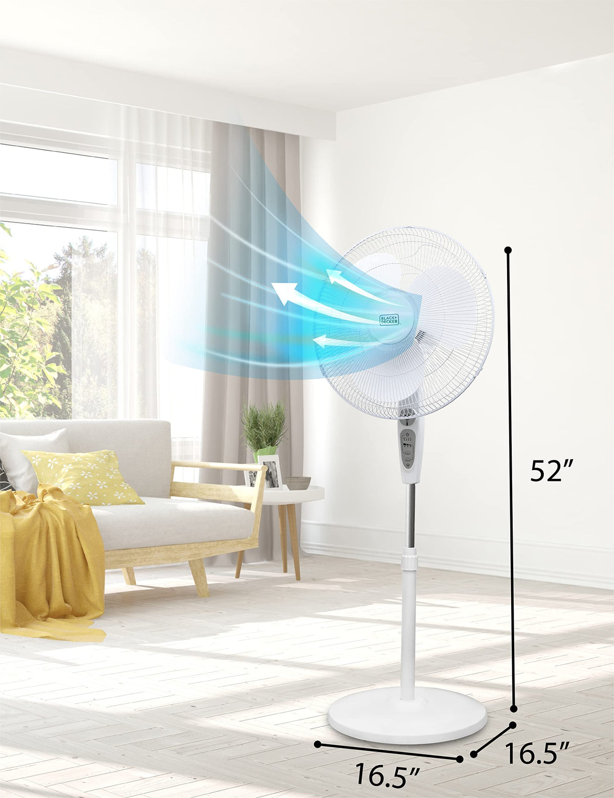18-Inch Stand Fan with Remote and 3-Speed Settings, White F154