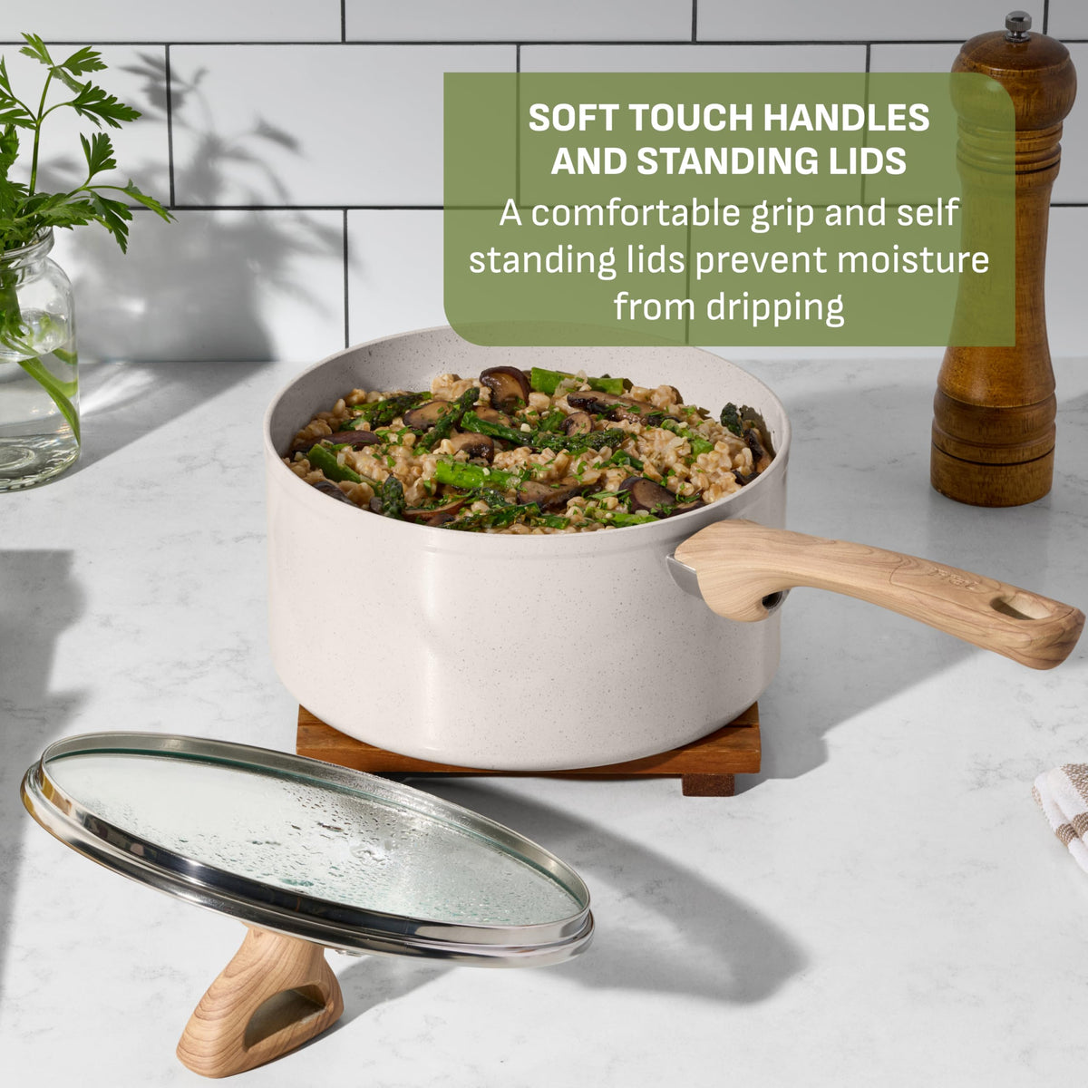 12 Piece Beige Granite Ceramic Nonstick Cookware Set Z1892