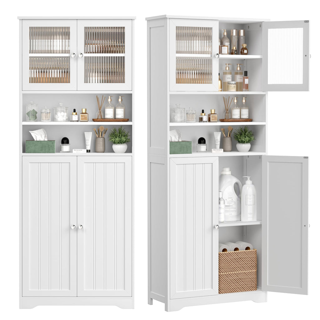 66.9" H Tall White Bathroom Storage Cabinet V890