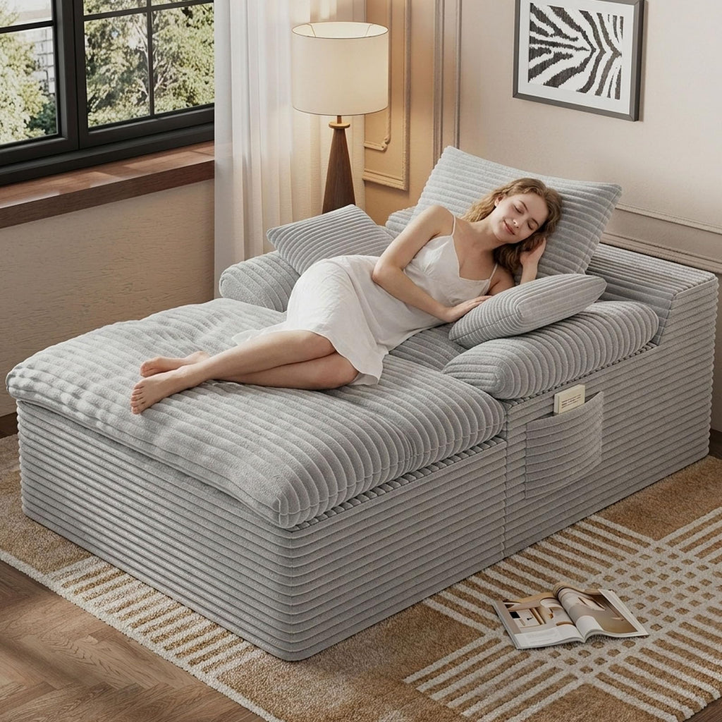 67" Oversized Corduroy Chaise Lounge O434910