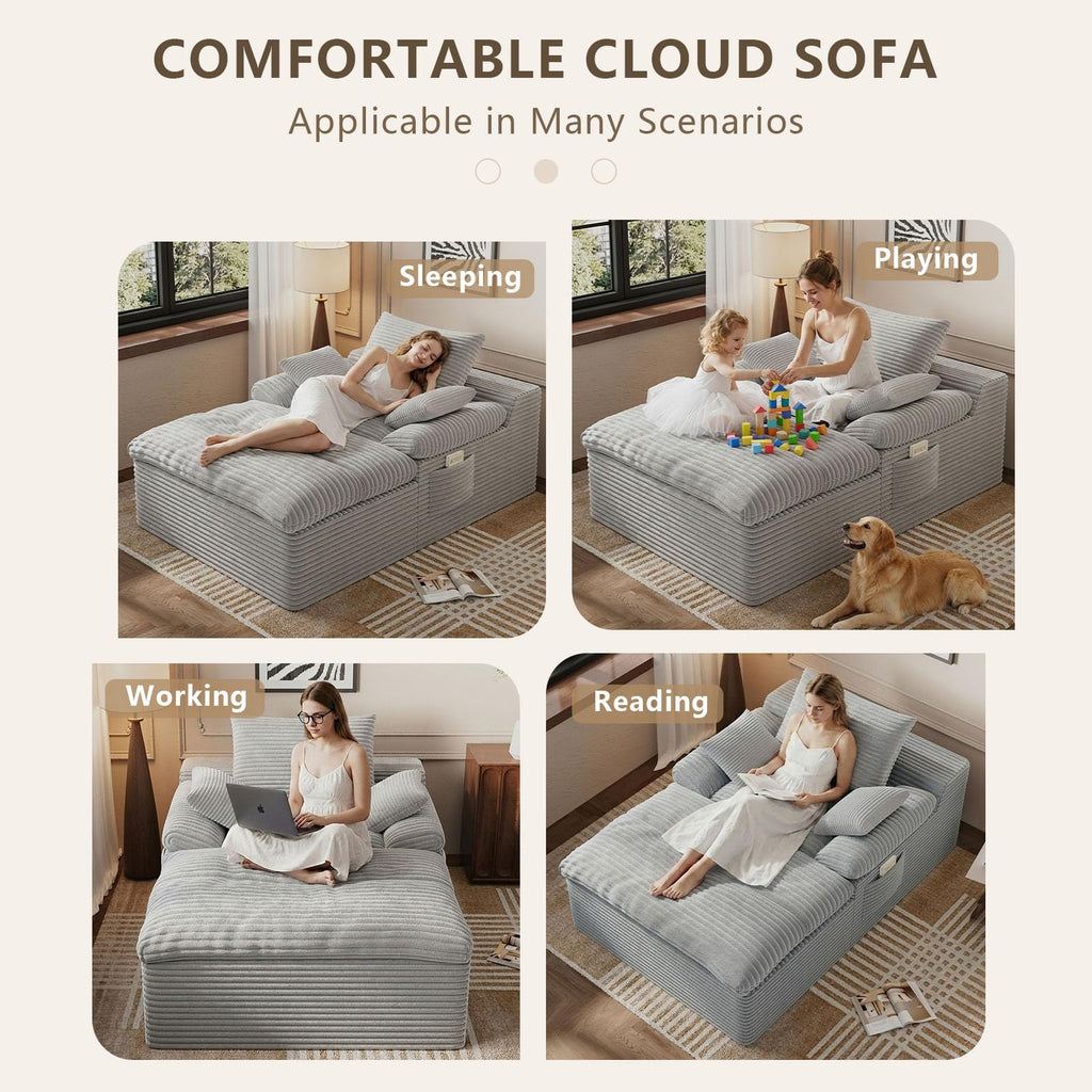 67" Oversized Corduroy Chaise Lounge O434910