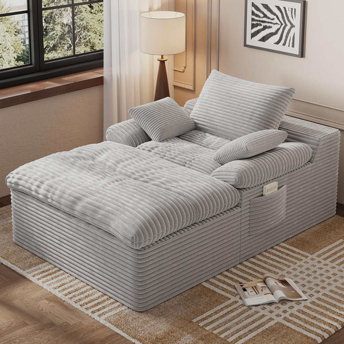 67" Oversized Corduroy Chaise Lounge O434910