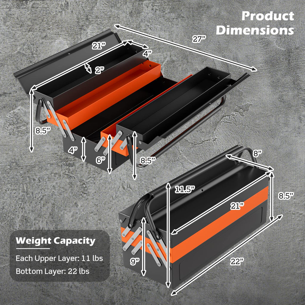 22-Inch 3-Layer 5-Tray Metal Tool Box P3385