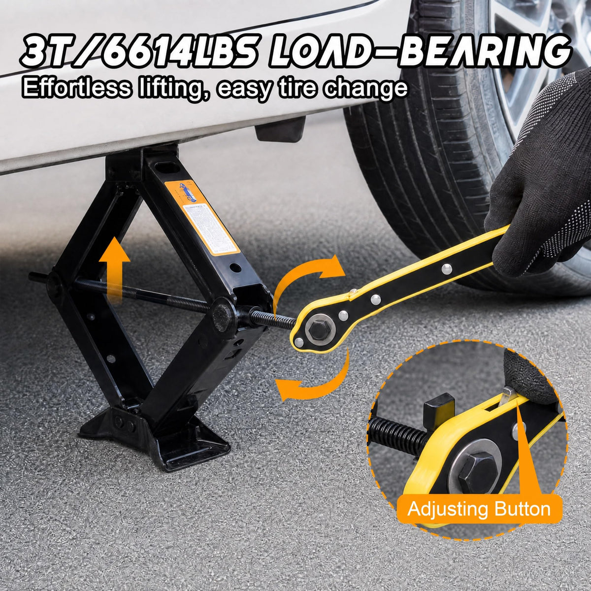 3 Ton Scissor Car Jack Kit with Wrench A144