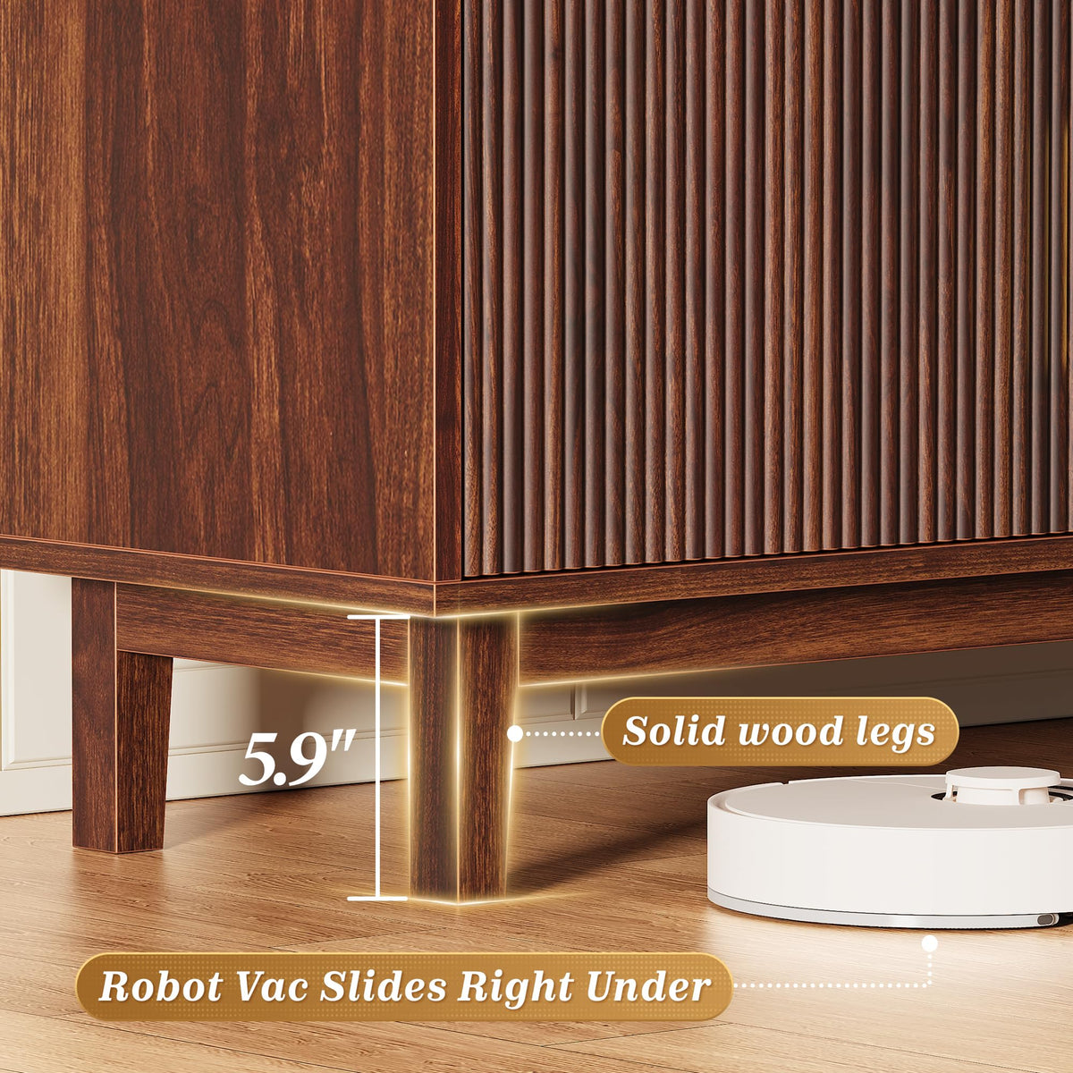 54 Inch Fluted TV Stand with Storage J4637