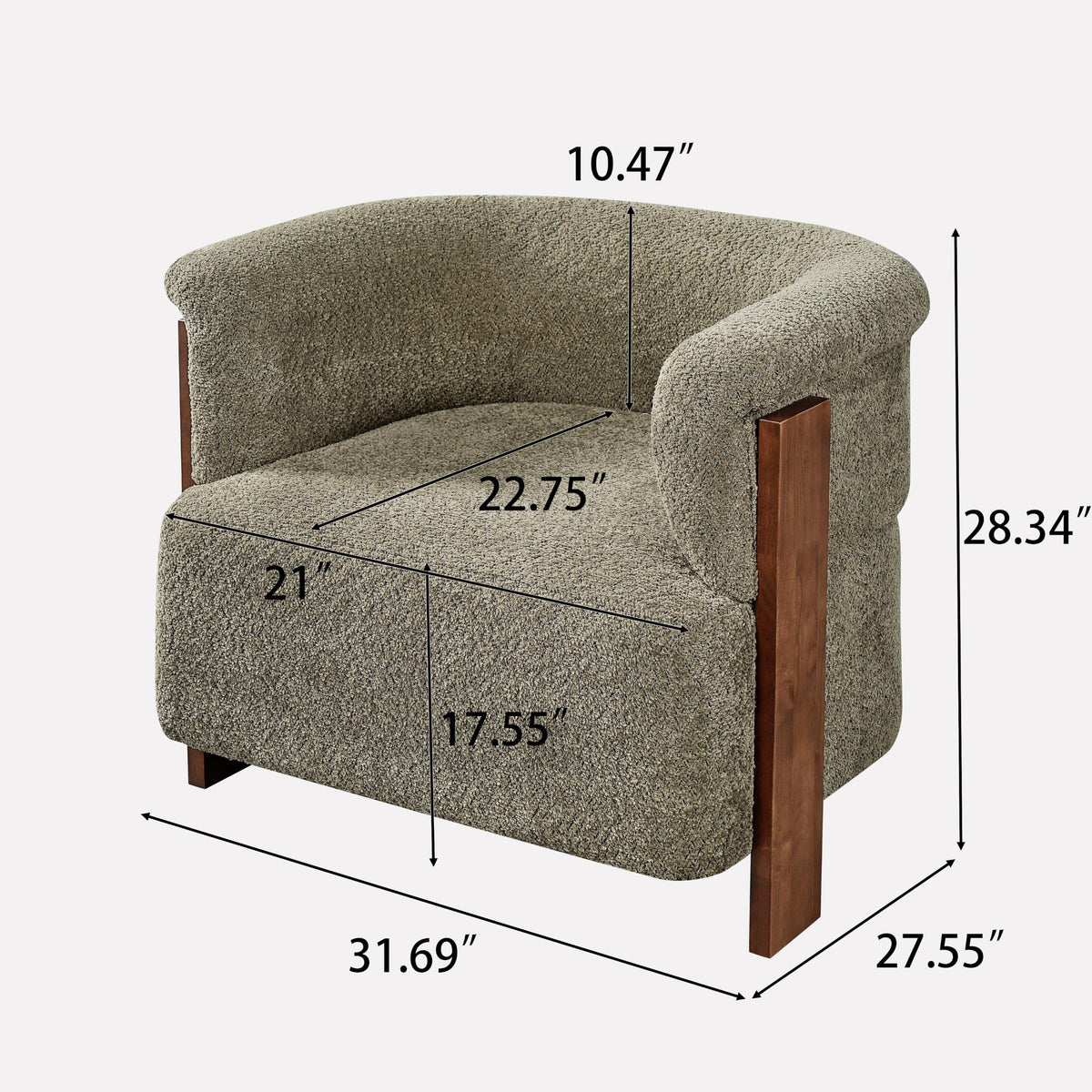 Boucle Upholstered Barrel Chairs Set of 2 J5163