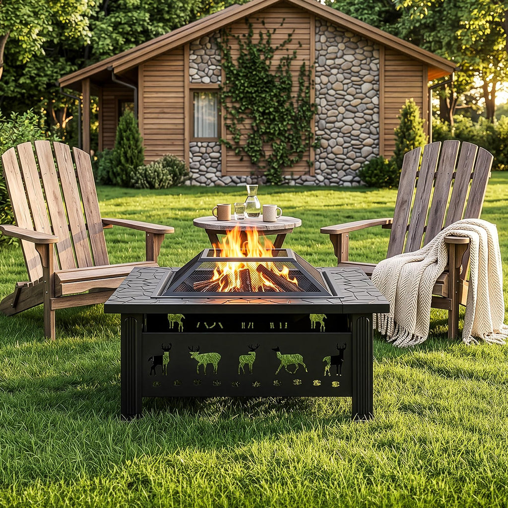 32 Inch Square Wood Burning Fire Pit Table F3162