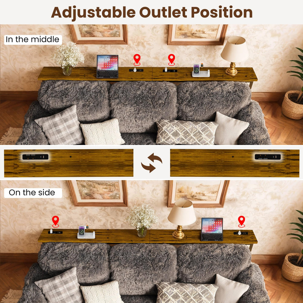 102 Inch Narrow Sofa Table with Power Outlets N523567